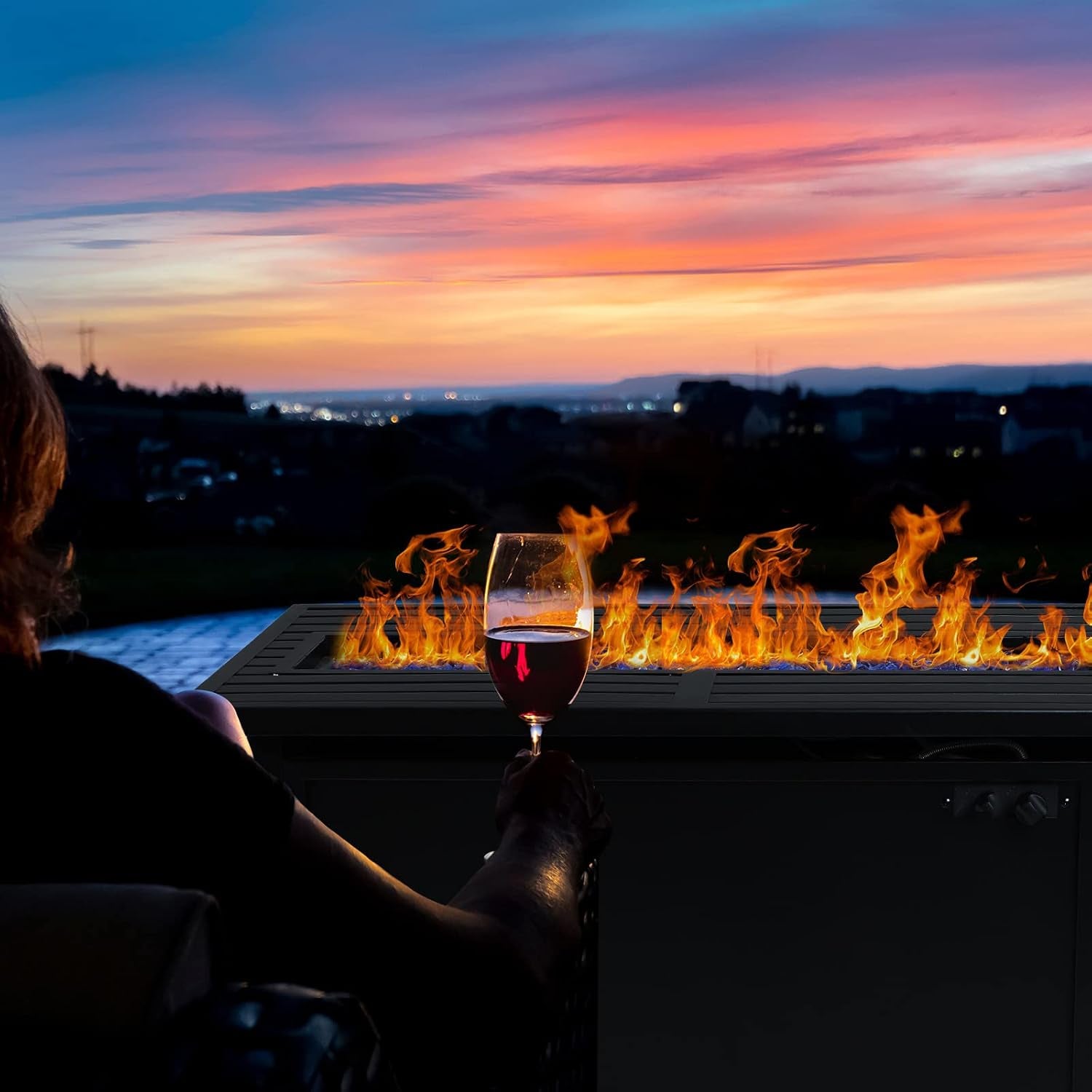 56 Inch Gas Fire Pit Table,Rectangular Propane Fireplace