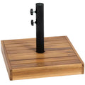 Wood Square Patio Umbrella Base, 42 Lbs. Concrete Heavy Duty Umbrella Base with Holder for 1.25 In. /1.5 In. Poles, Teak