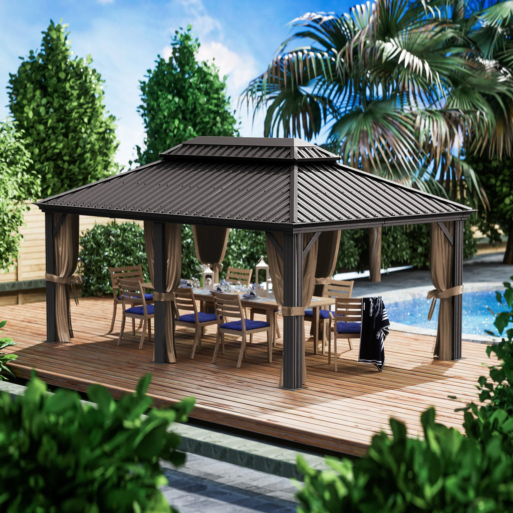 Alexander 12-Ft X 12-Ft Hardtop Roof Aluminum Gazebo (Screen Included)