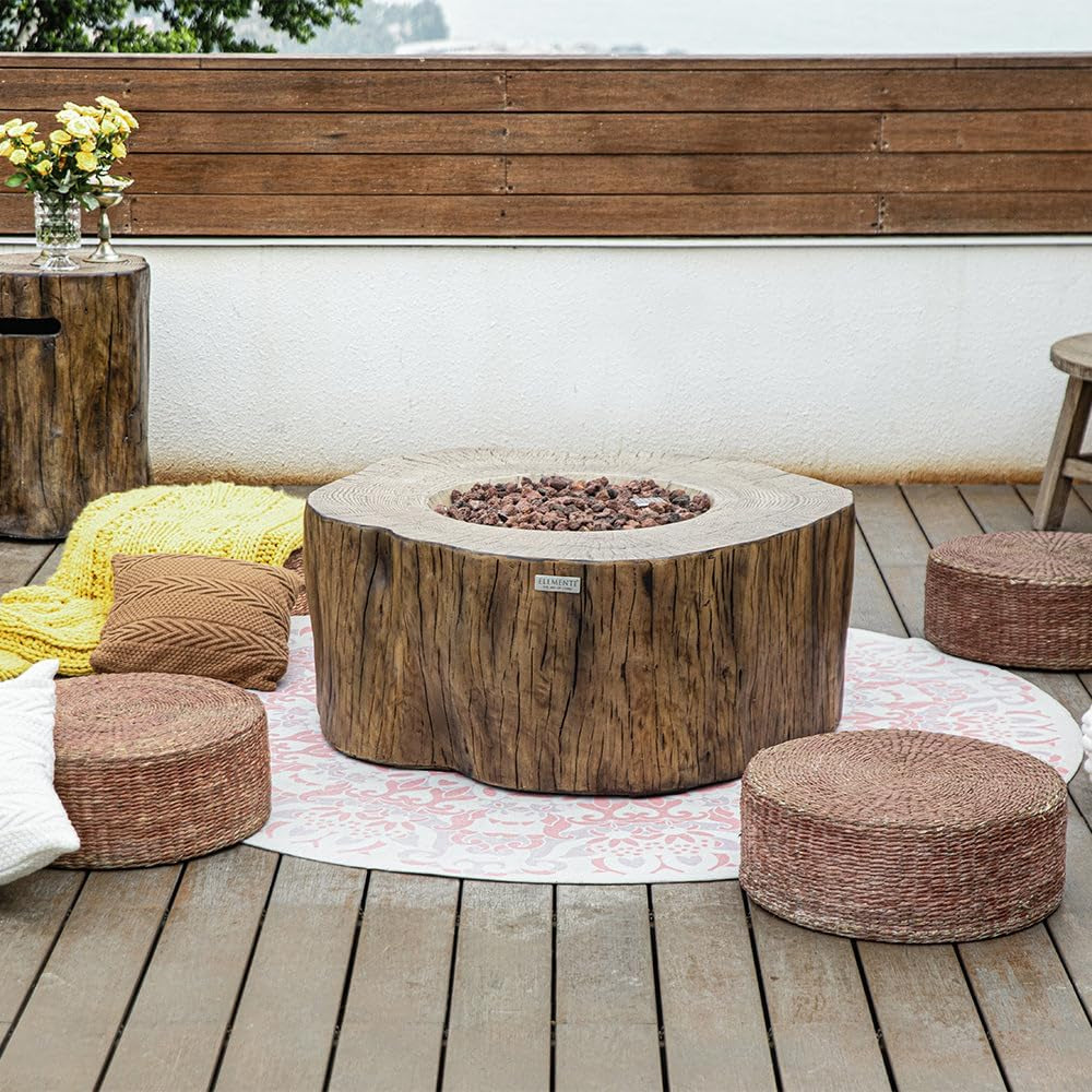 Manchester Outdoor Firepit Table 42 Inches Rectangular Fire Pit Concrete Patio Heater Electronic Ignition Backyard Fireplace Cover Lava Rock Included Liquid Propane