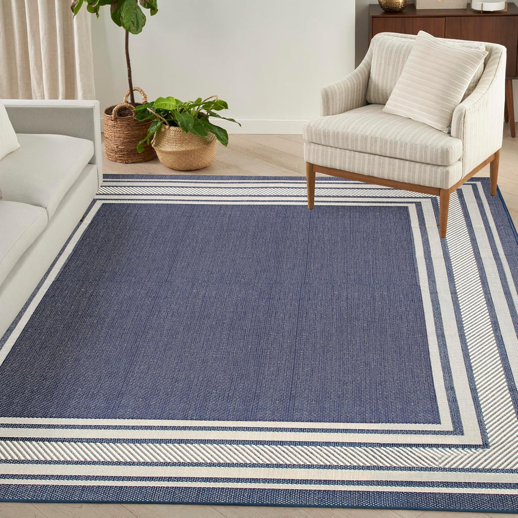 Home Horizon Indoor/Outdoor Navy 9' X 12' Area Rug - Easy Clean, Non Shedding, Bed Room, Living Room, Dining Room, Kitchen (9' X 12')