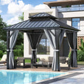 9.5X9.5Ft Outdoor Hardtop Gazebo with Double Roof
