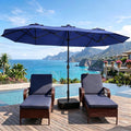 15FT Double-Sided Patio Umbrella with Base Included, Large Outdoor Rectangular Market Umbrella for Backyard, Poolside, Lawn & Garden