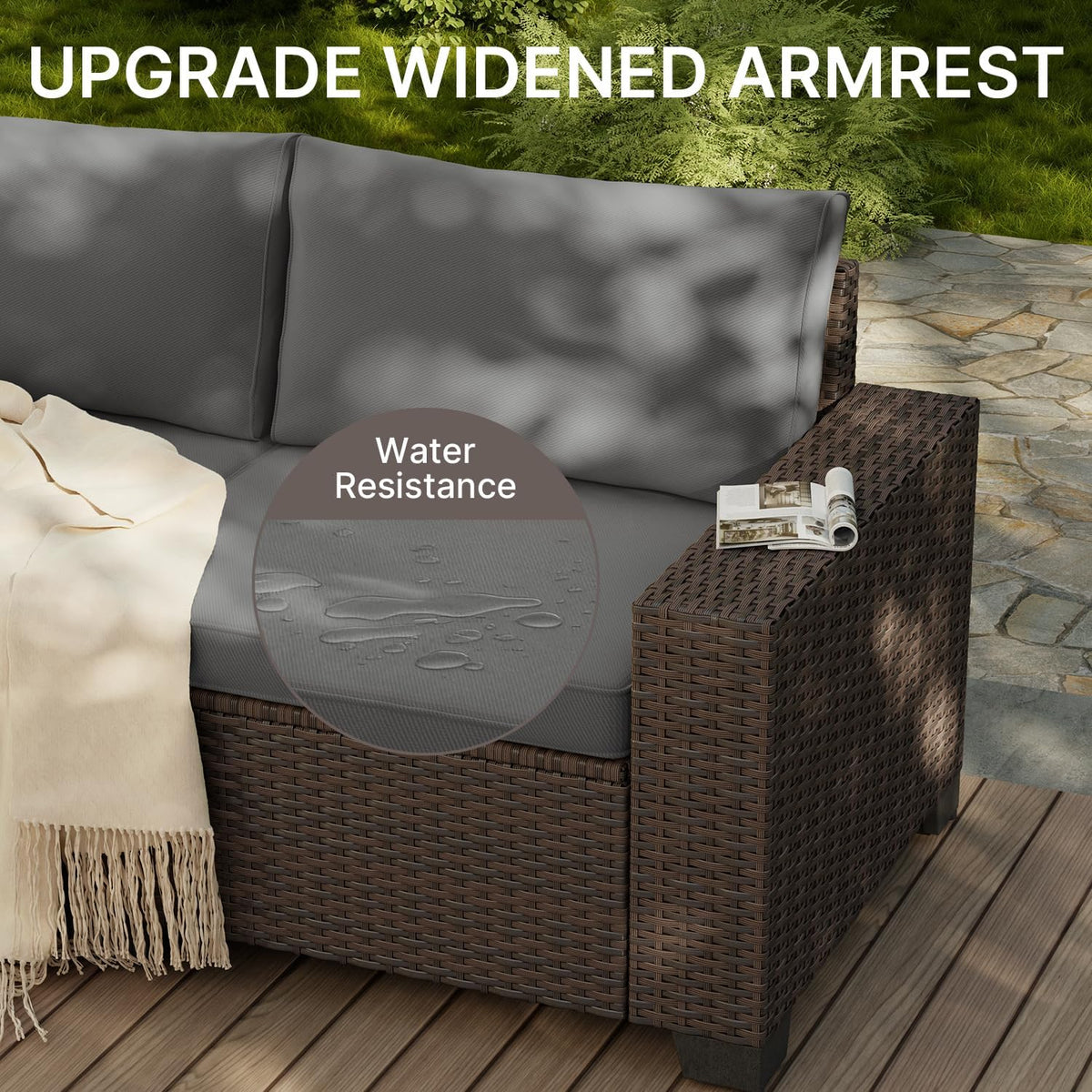 6-Piece Outdoor Patio Furniture Set, PE Wicker Rattan Sectional Sofa