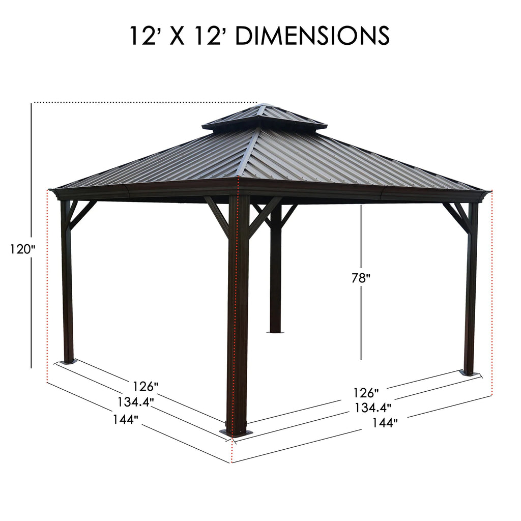 Alexander 12-Ft X 12-Ft Hardtop Roof Aluminum Gazebo (Screen Included)