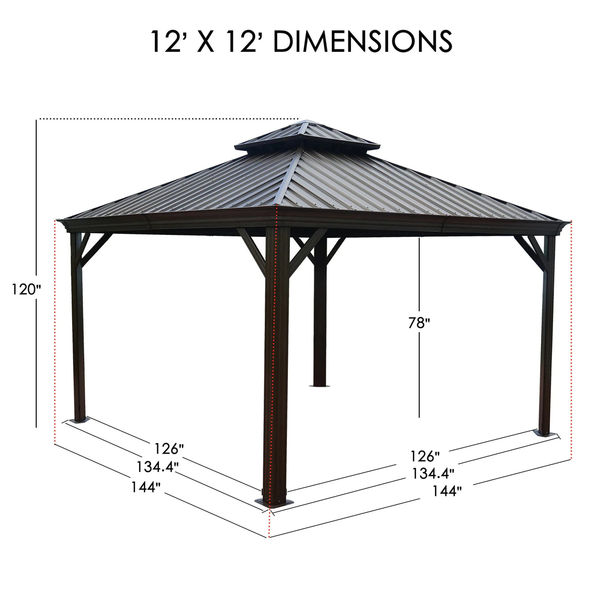 Alexander 12-Ft X 12-Ft Hardtop Roof Aluminum Gazebo (Screen Included)