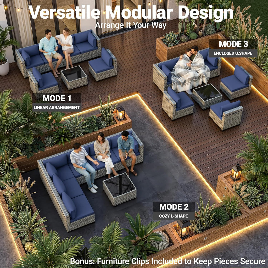 Outdoor PE Wicker Rattan Modular Patio Sectional Sofa Set