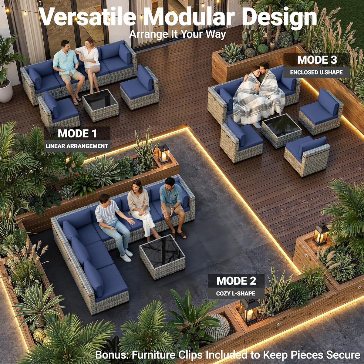 Outdoor PE Wicker Rattan Modular Patio Sectional Sofa Set
