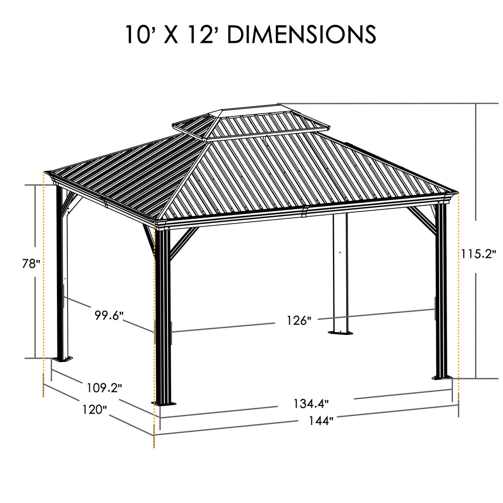 Alexander 10-Ft X 12-Ft Hardtop Roof Aluminum Gazebo (Screen Included)