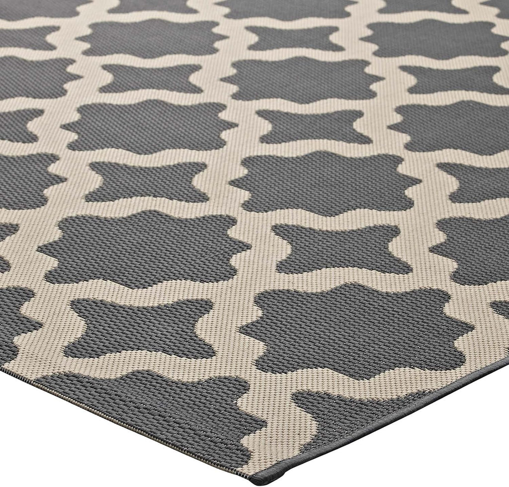 Cerelia Moroccan Trellis 9X12 Indoor and Outdoor Area Rug in Gray and Beige
