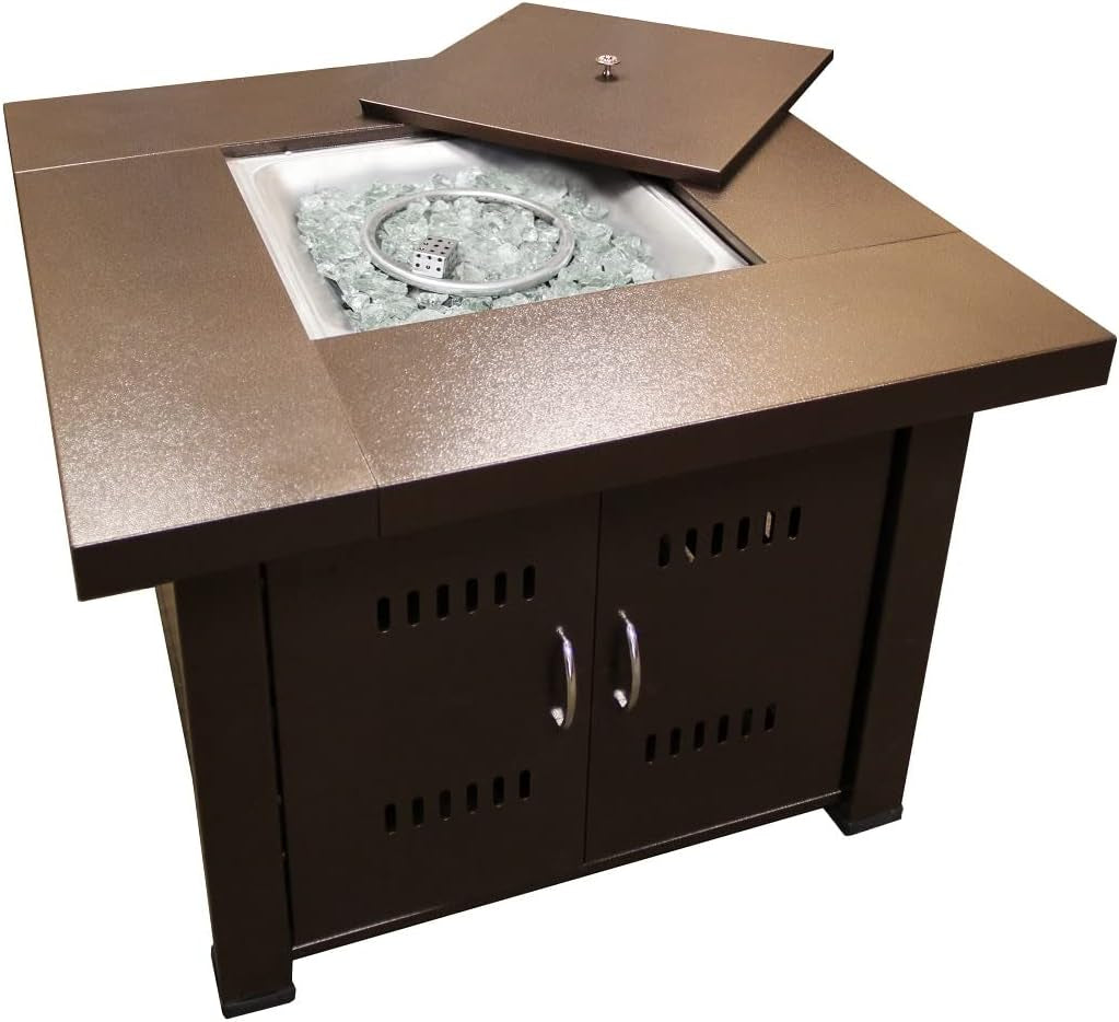 AZ Patio Heaters Outdoor Fire Pit in Hammered Bronze with Cover