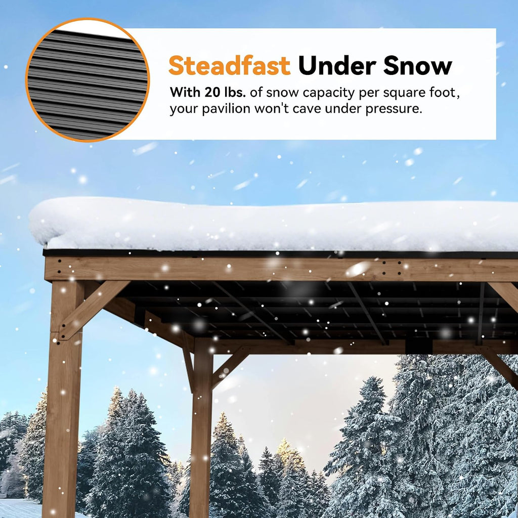 Modern Shade Wood Grill Gazebo 12' X 20' with Sloped Galvanized Steel Roof