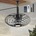 15" Black Outdoor Ceiling Fan with Remote Dimmable Light
