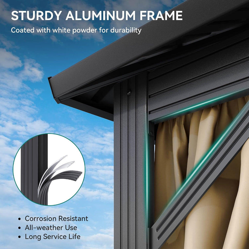 12X18FT Meatl Hardtop Gazebo Metal Double Roof