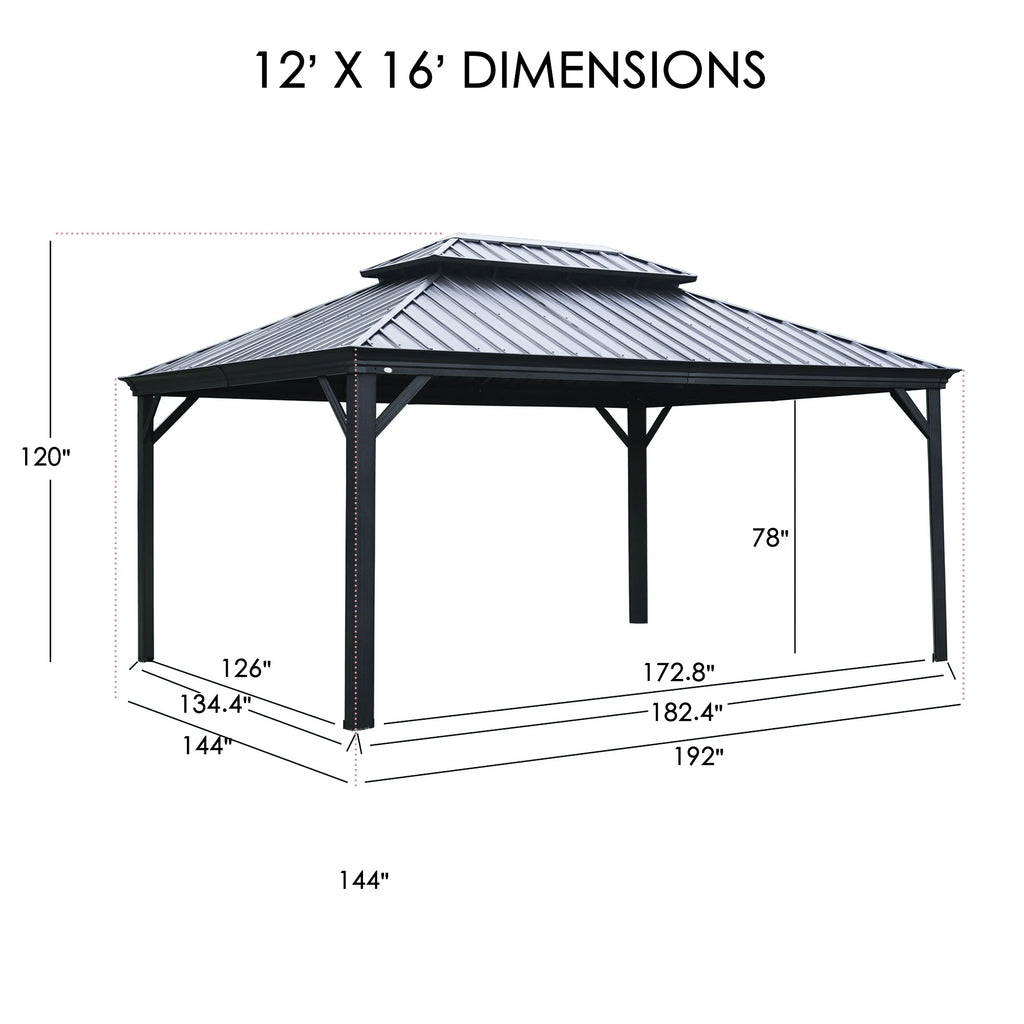 Gazebo 12-Ft X 16-Ft Hardtop Roof Aluminum Gazebo (Screen Included)