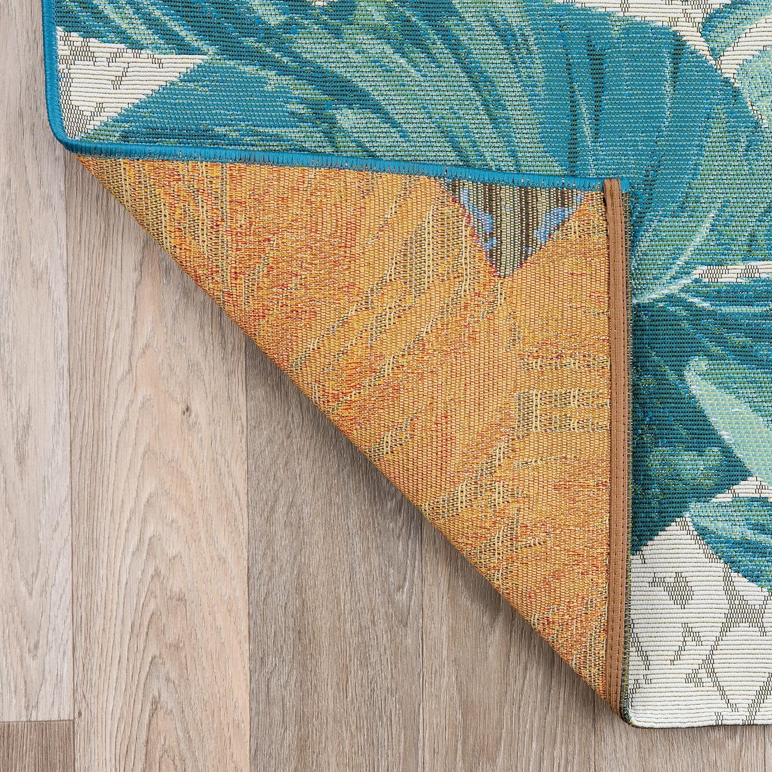 Indoor/Outdoor Contemporary Floral Tropical Area Rug Blue 5'3" X 7'