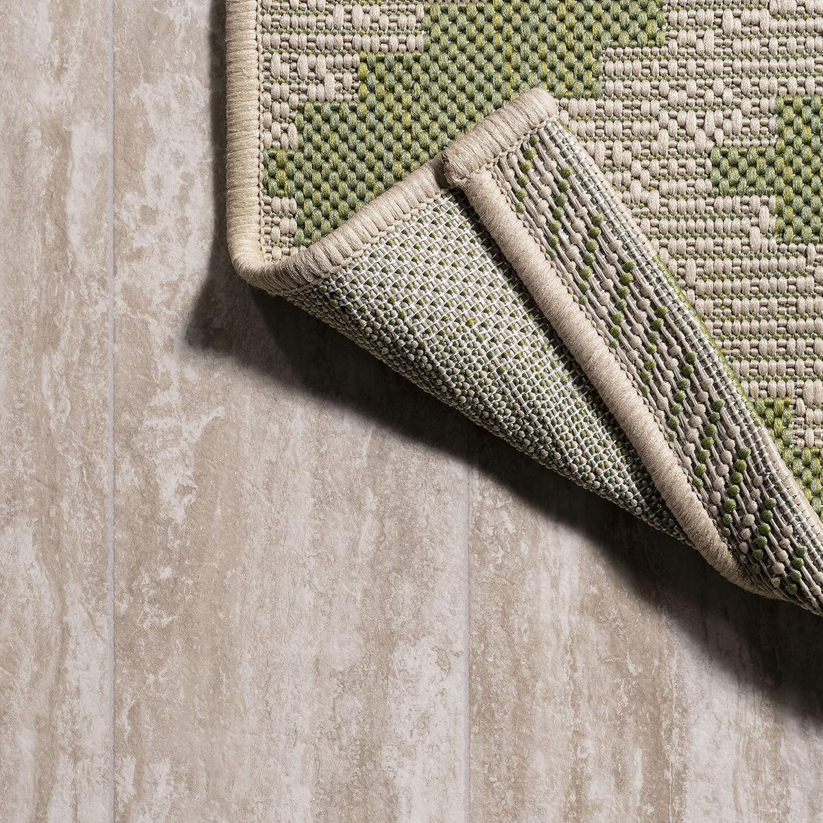 Diamond Tribal Indoor Outdoor Runner Rug 2X8 Green/Cream, Sintra for Backyard, Patio, Porch, Easy-Cleaning, High Traffic, Pet-Friendly, Non-Shedding (SMB116B-28)