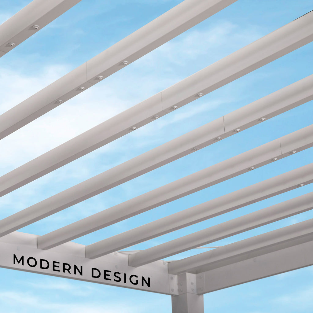 14x12 Windham Modern Steel Pergola w/ Sail Shade Soft