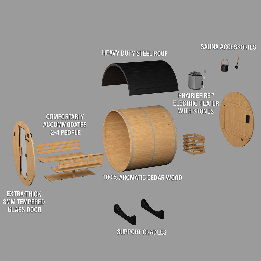 Paxton Outdoor Barrel Sauna - 2-4 Person