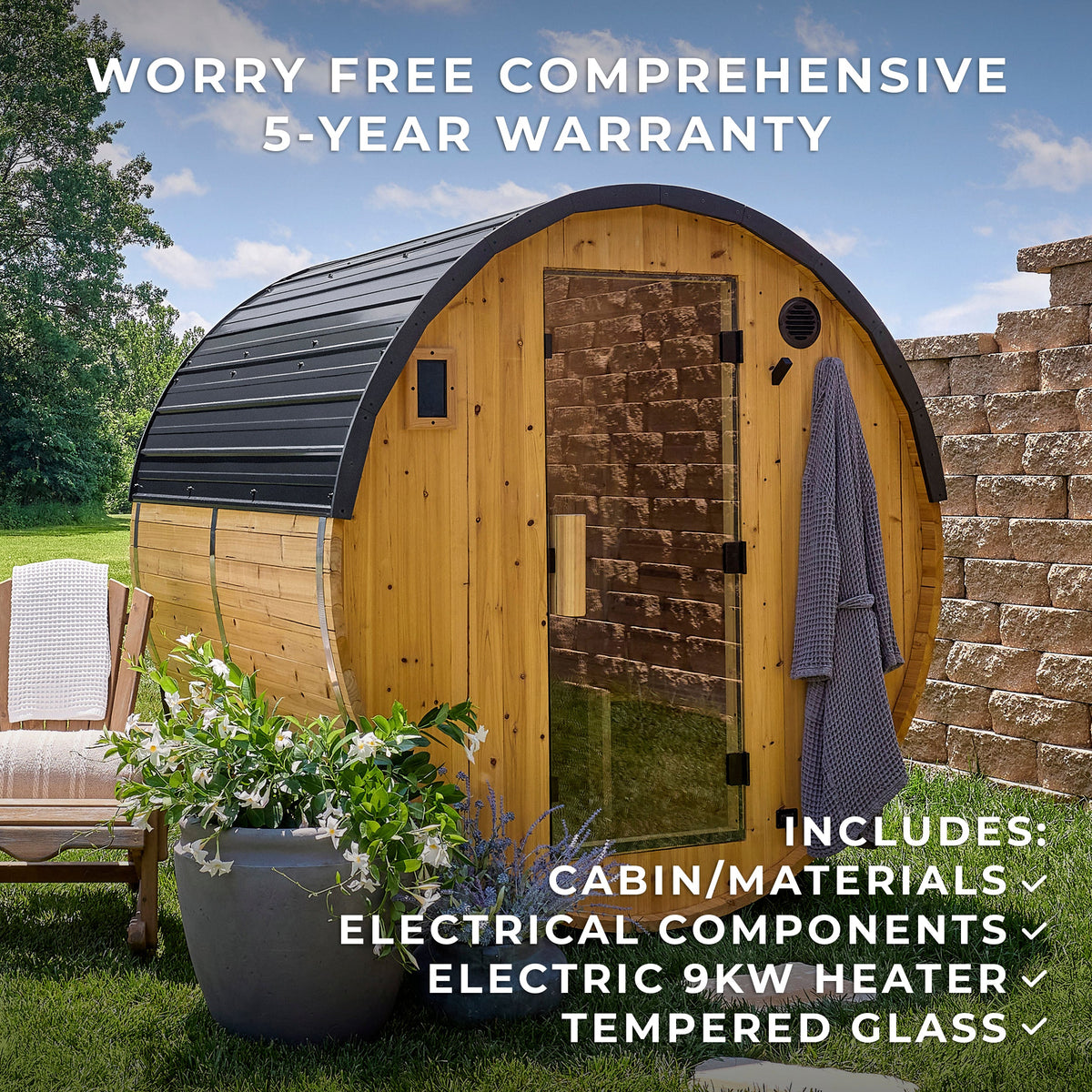Paxton Outdoor Barrel Sauna - 2-4 Person