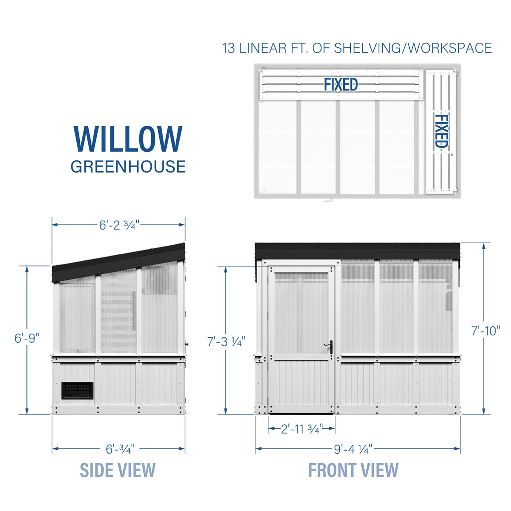 9x6 Willow Greenhouse - White