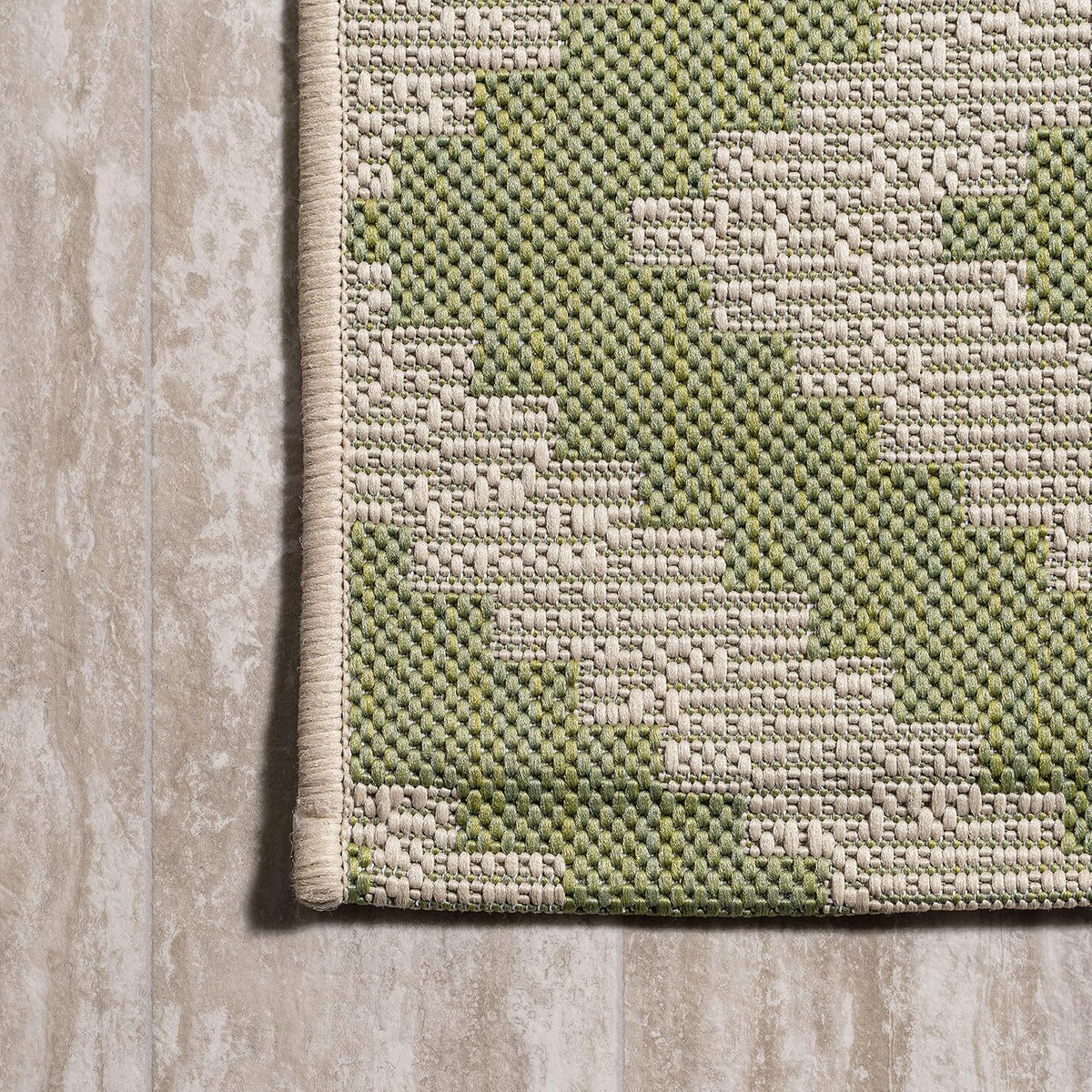 Diamond Tribal Indoor Outdoor Runner Rug 2X8 Green/Cream, Sintra for Backyard, Patio, Porch, Easy-Cleaning, High Traffic, Pet-Friendly, Non-Shedding (SMB116B-28)