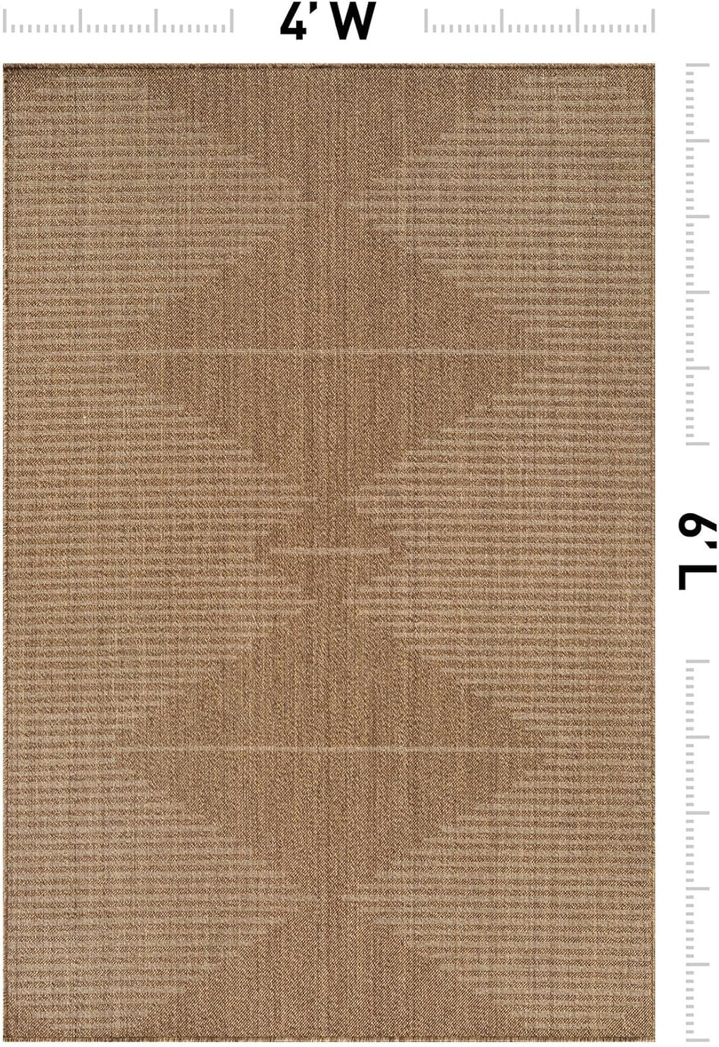 Modern Geometric Area Rug Easy-Care Flat Woven Sand/Natural 4' X 6'