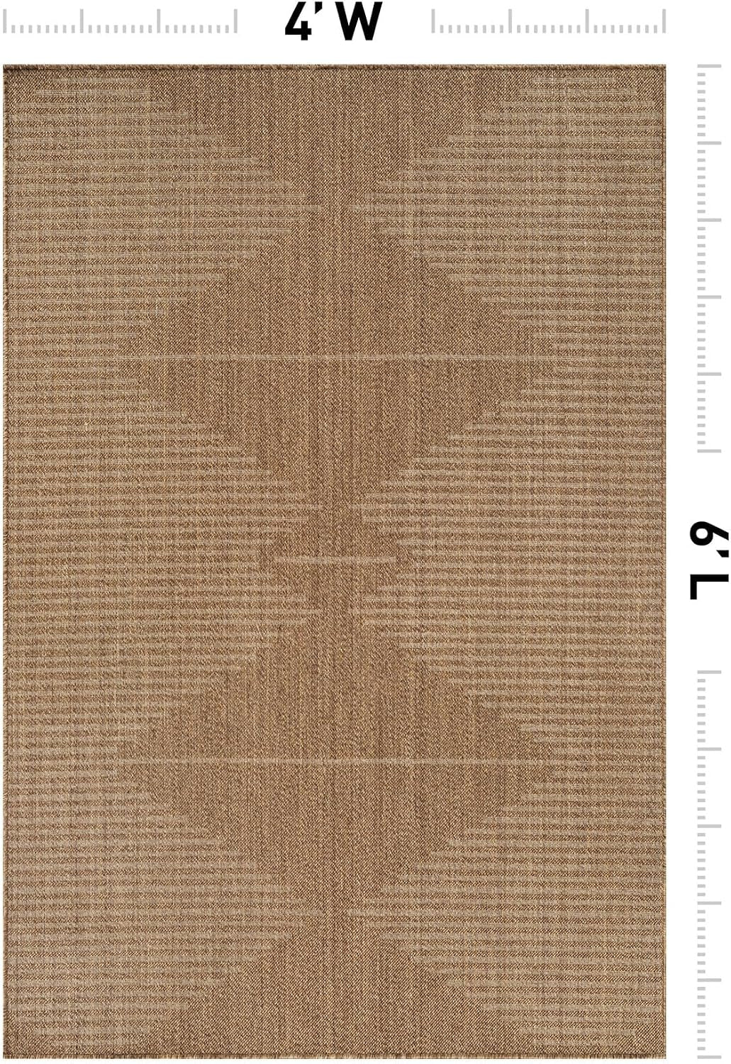 Modern Geometric Area Rug Easy-Care Flat Woven Sand/Natural 4' X 6'