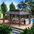 Alexander 12 Ft. X 18 Ft. Aluminum Gray Hardtop Gazebo with Galvanized Steel Roof Gray Color