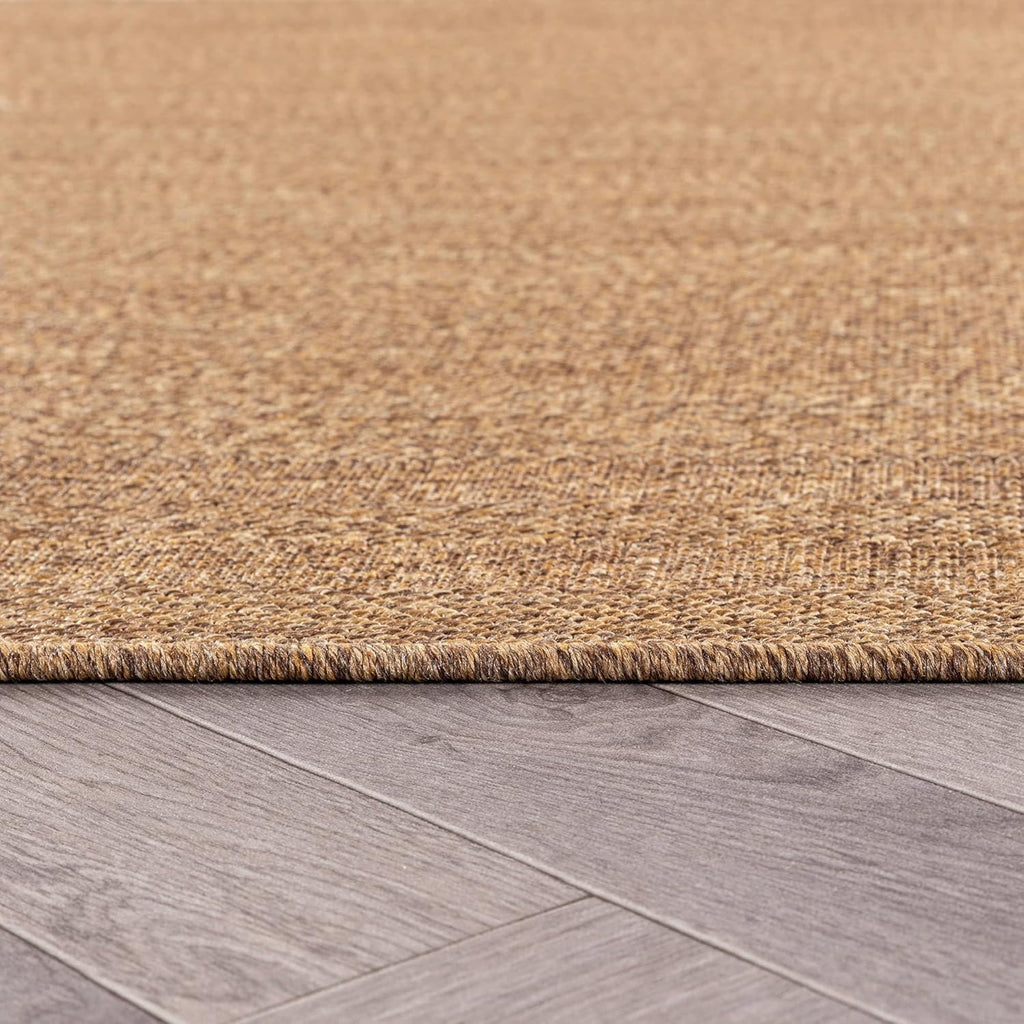 Modern Stripe Border Indoor Outdoor Rug Natural/Jute 4' X 6'