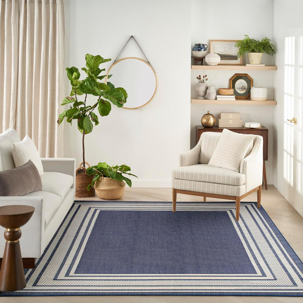 Home Horizon Indoor/Outdoor Navy 9' X 12' Area Rug - Easy Clean, Non Shedding, Bed Room, Living Room, Dining Room, Kitchen (9' X 12')