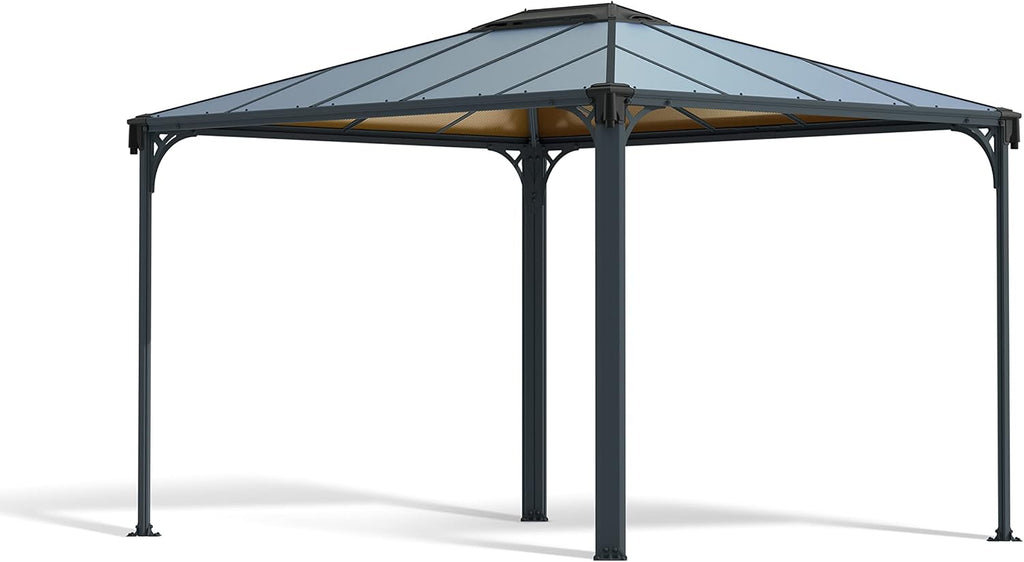 - Canopia Martinique 3600 10' X 12' X 9’ Metal Gazebo, Gray/Bronze