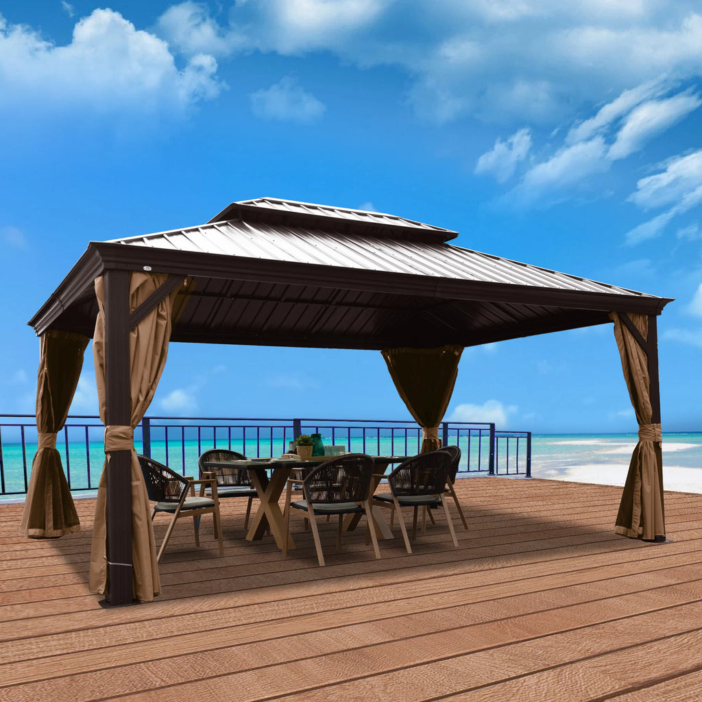 Alexander 12-Ft X 12-Ft Hardtop Roof Aluminum Gazebo (Screen Included)