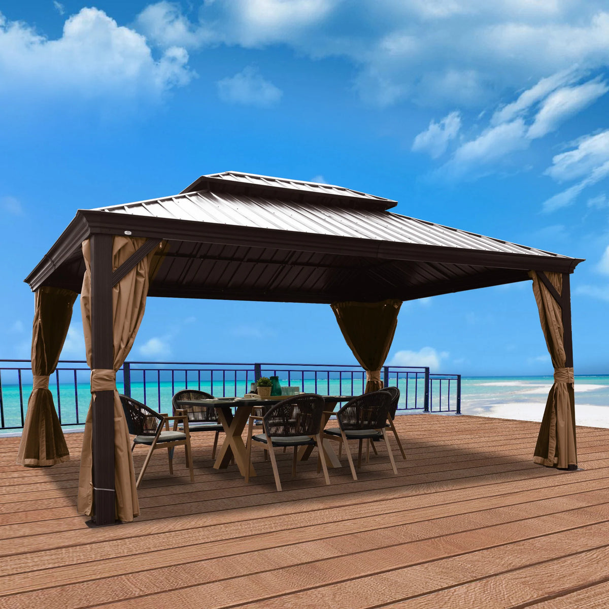 Alexander 12-Ft X 12-Ft Hardtop Roof Aluminum Gazebo (Screen Included)