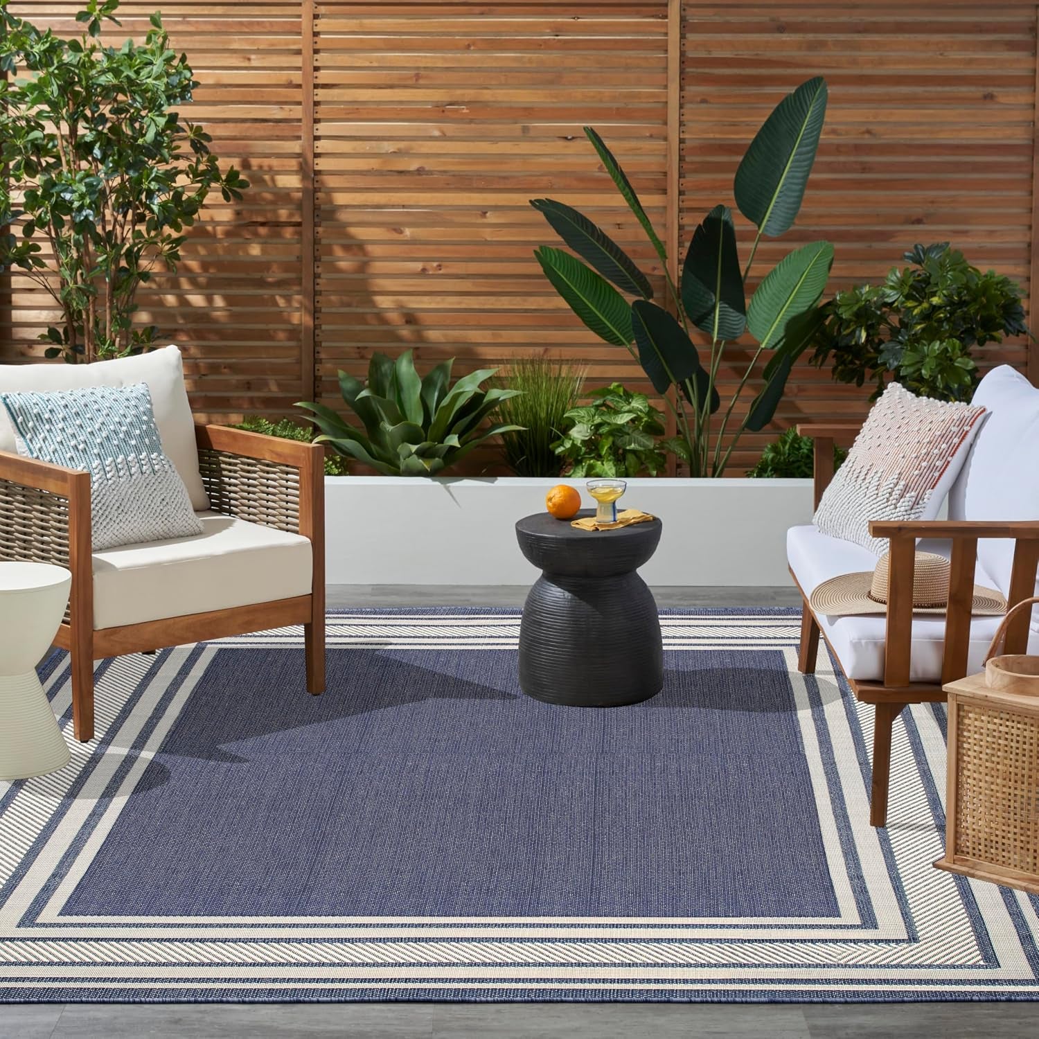 Home Horizon Indoor/Outdoor Navy 9' X 12' Area Rug - Easy Clean, Non Shedding, Bed Room, Living Room, Dining Room, Kitchen (9' X 12')