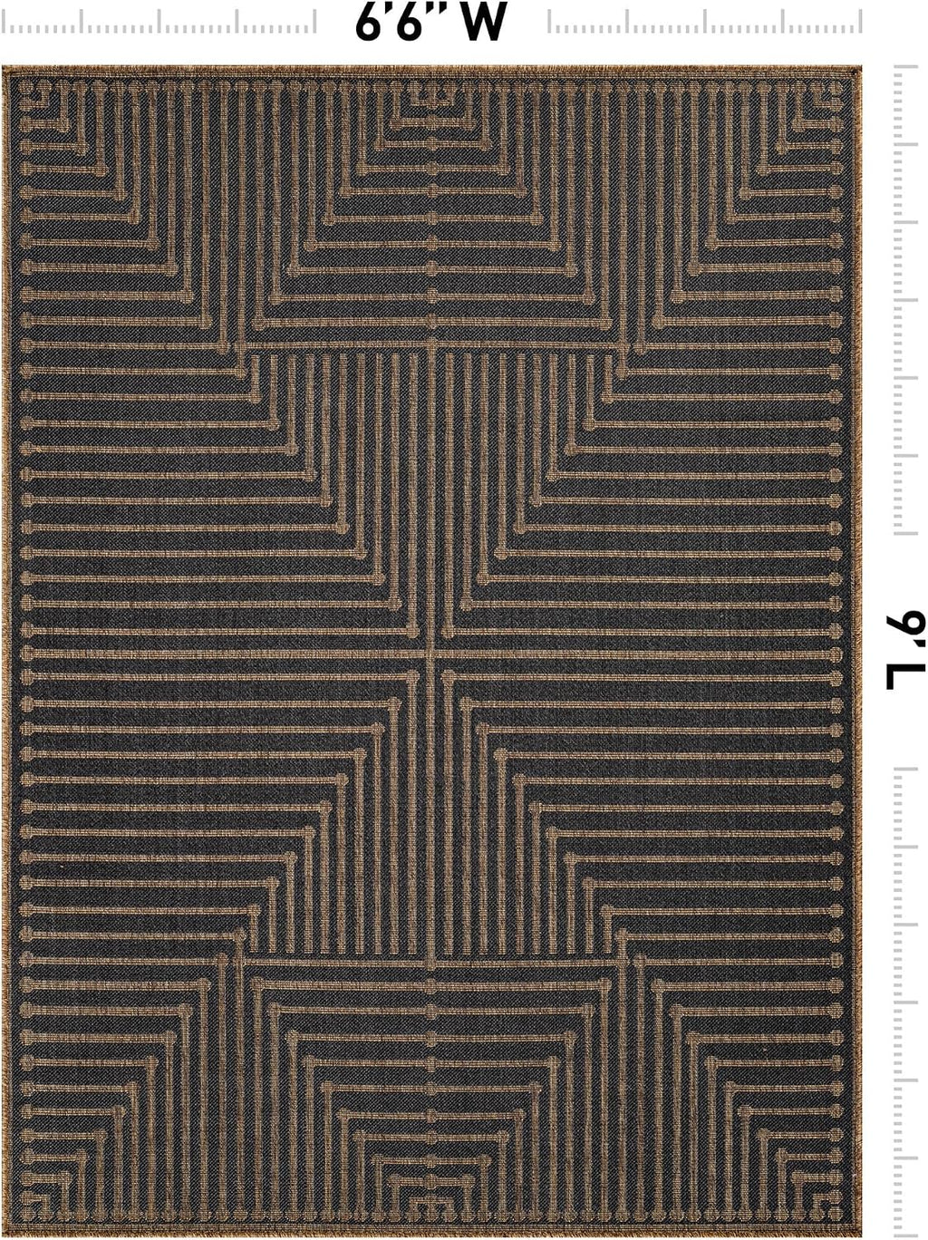 Modern Lines Indoor Outdoor Rug Dark Gray/Natural 6'6" X 9'