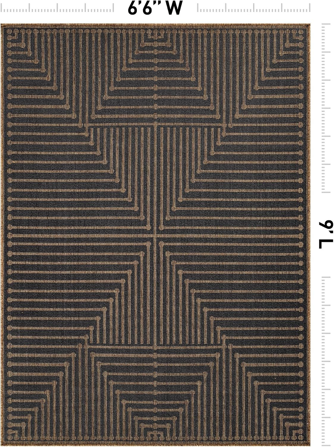Modern Lines Indoor Outdoor Rug Dark Gray/Natural 6'6" X 9'