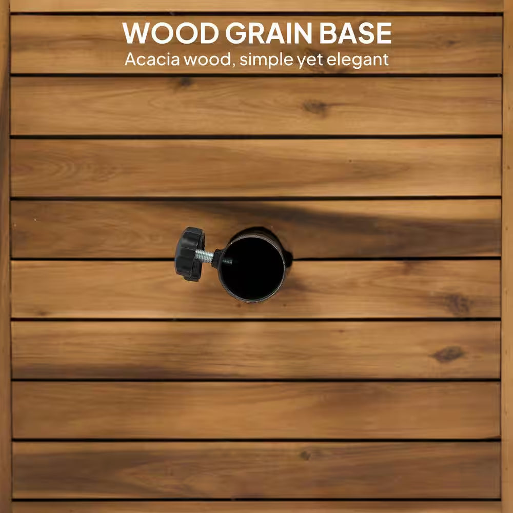 Wood Square Patio Umbrella Base, 42 Lbs. Concrete Heavy Duty Umbrella Base with Holder for 1.25 In. /1.5 In. Poles, Teak