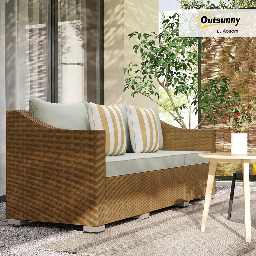 3 Seater Patio Sofa Outdoor Couch Cushions 2 Pillows Light Gray