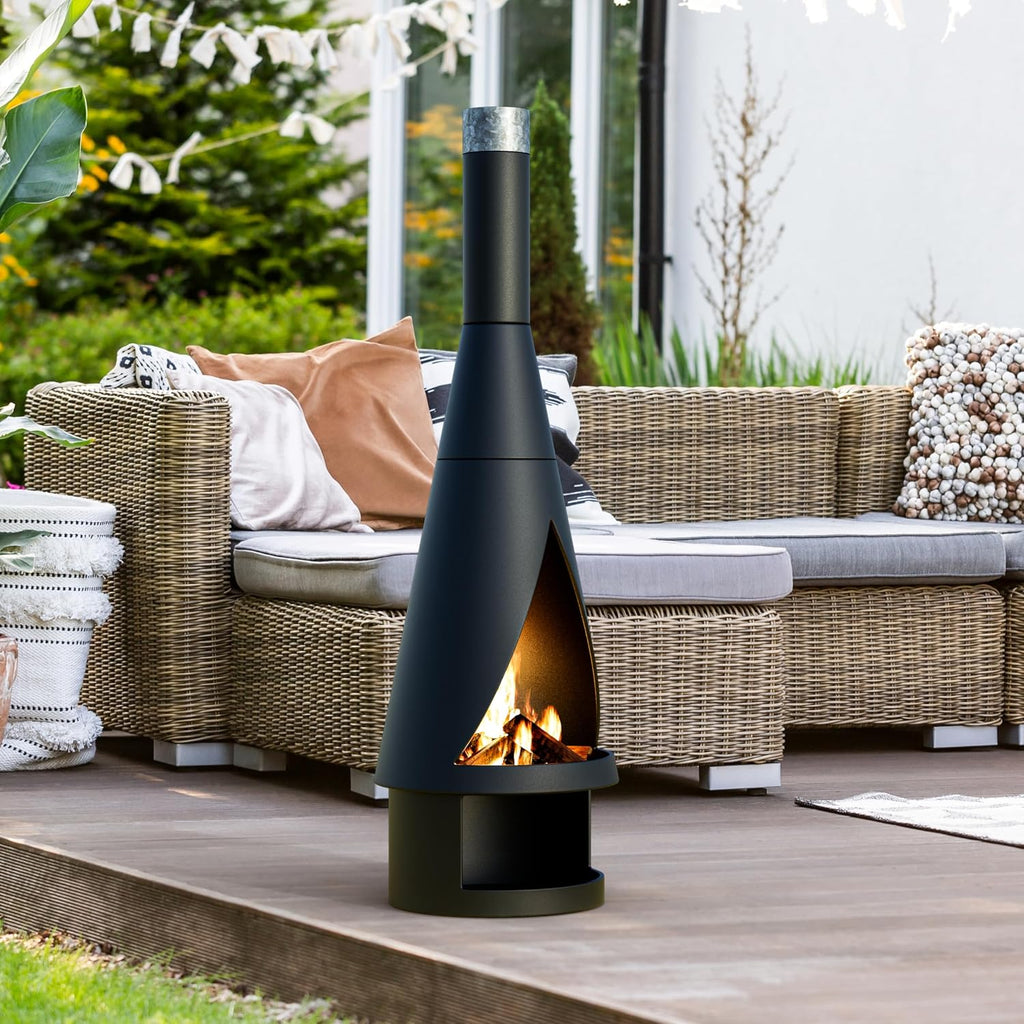 56.1 Inch Tall Outdoor Fireplace for Patio,Outdoor Wood Burning Fire Pit,Chiminea Outdoor Fireplace,Cast Iron Chiminea,Backyard Outdoor Fire Pits