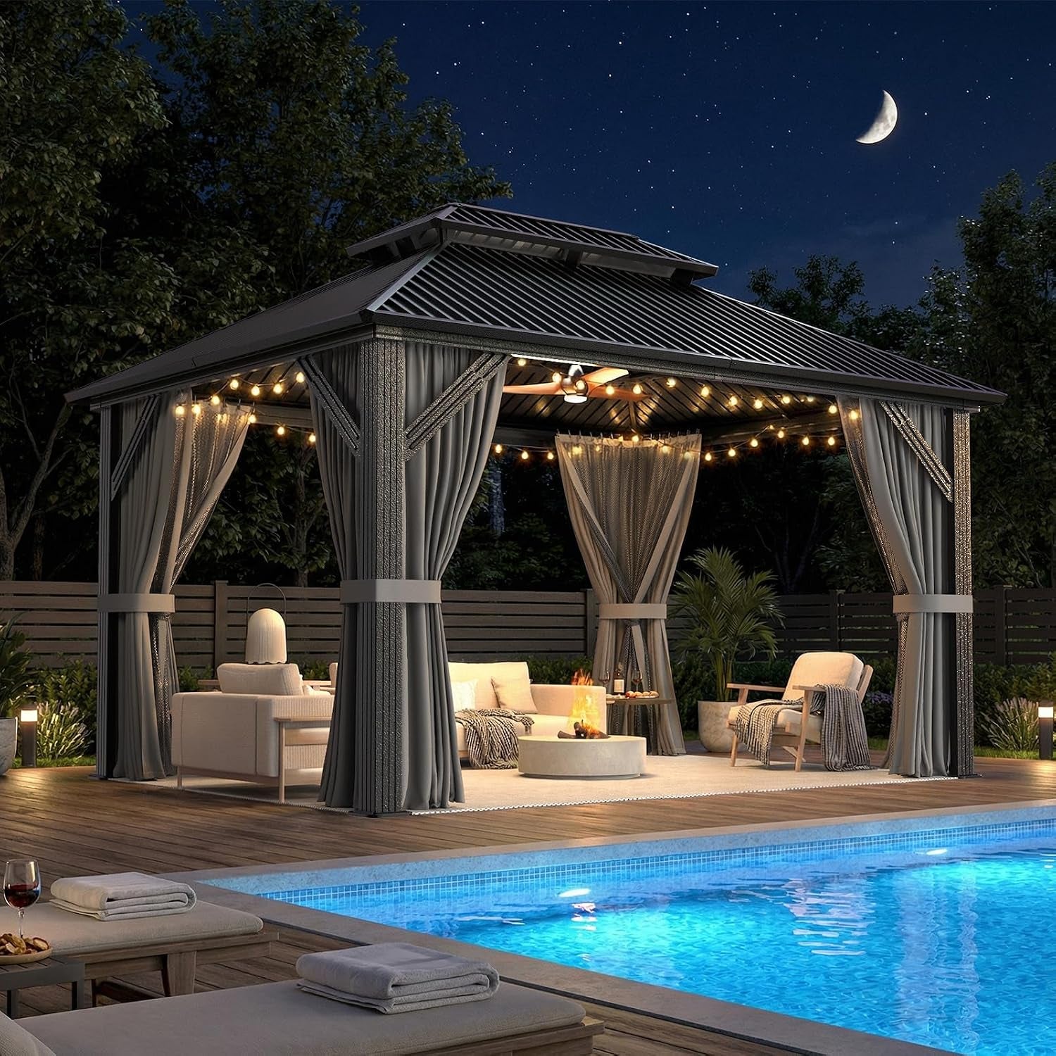 10'X12' Outdoor Aluminum Gazebo Dark Gray