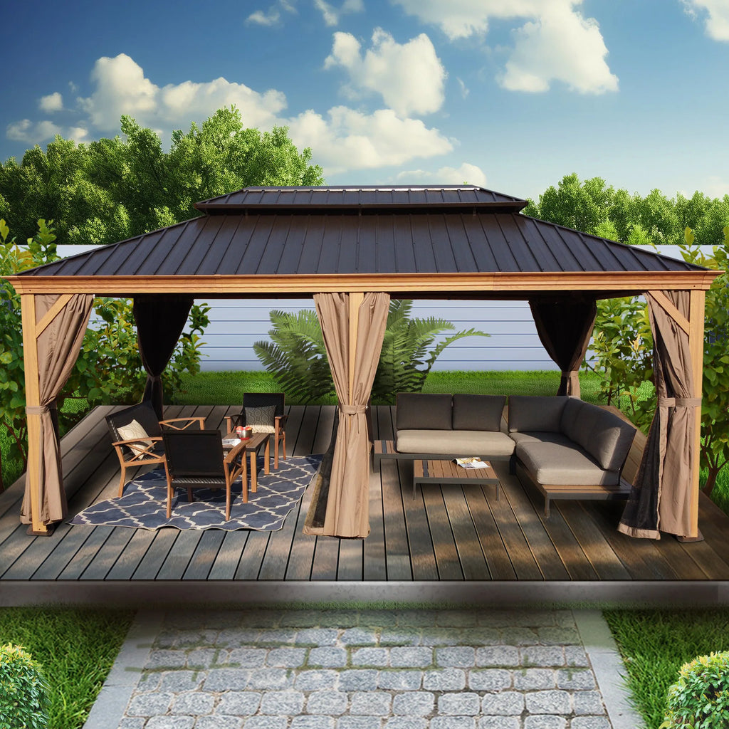 Gazebo 12-Ft X 10-Ft Hardtop Roof Aluminum Gazebo (Screen Included)