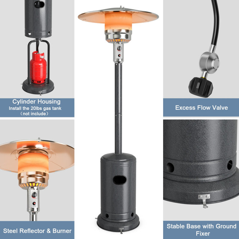 50000 BTU Stainless Steel Propane Patio Heater with Trip over Protection