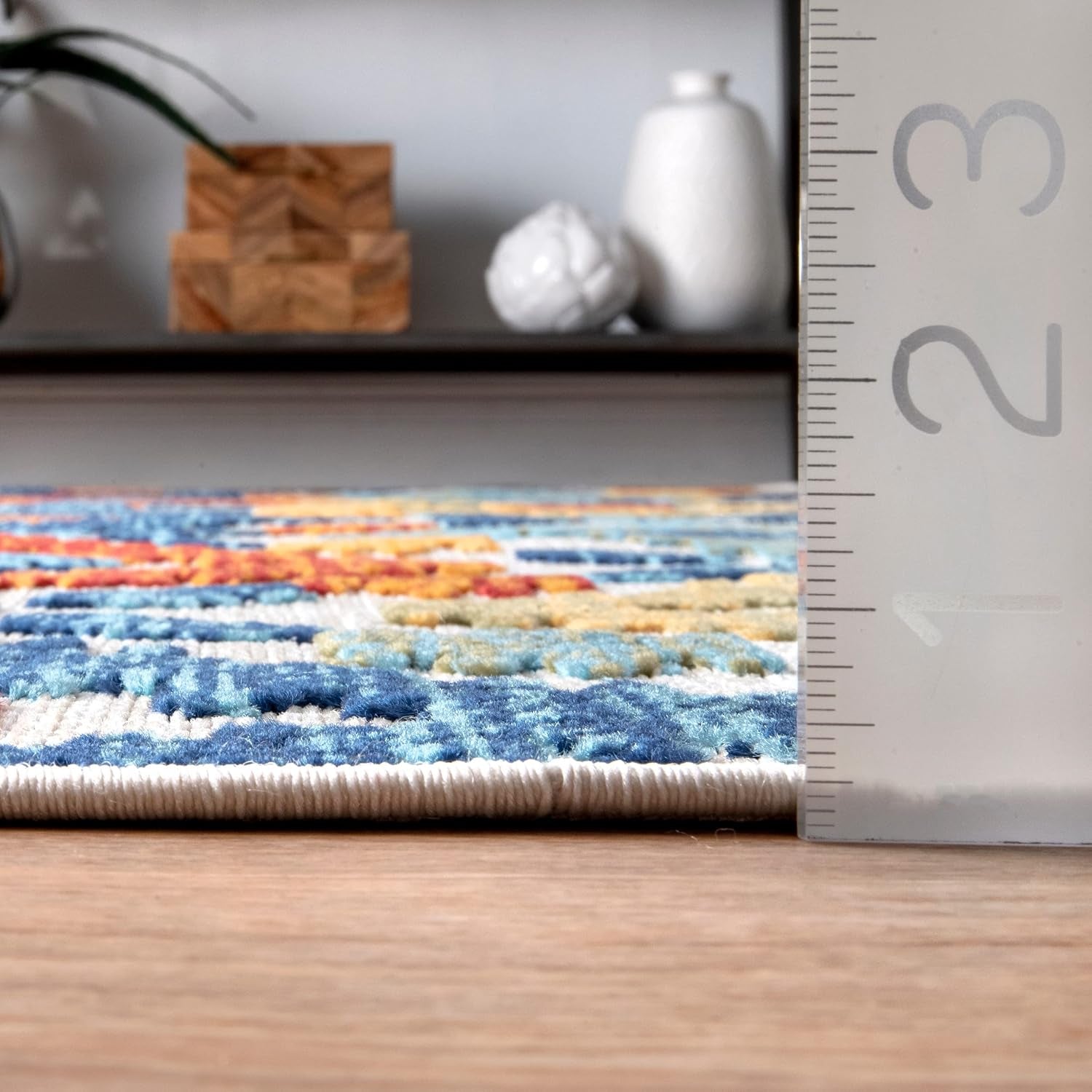 Indoor/Outdoor Transitional Labyrinth Accent Rug, 2X3, Blue