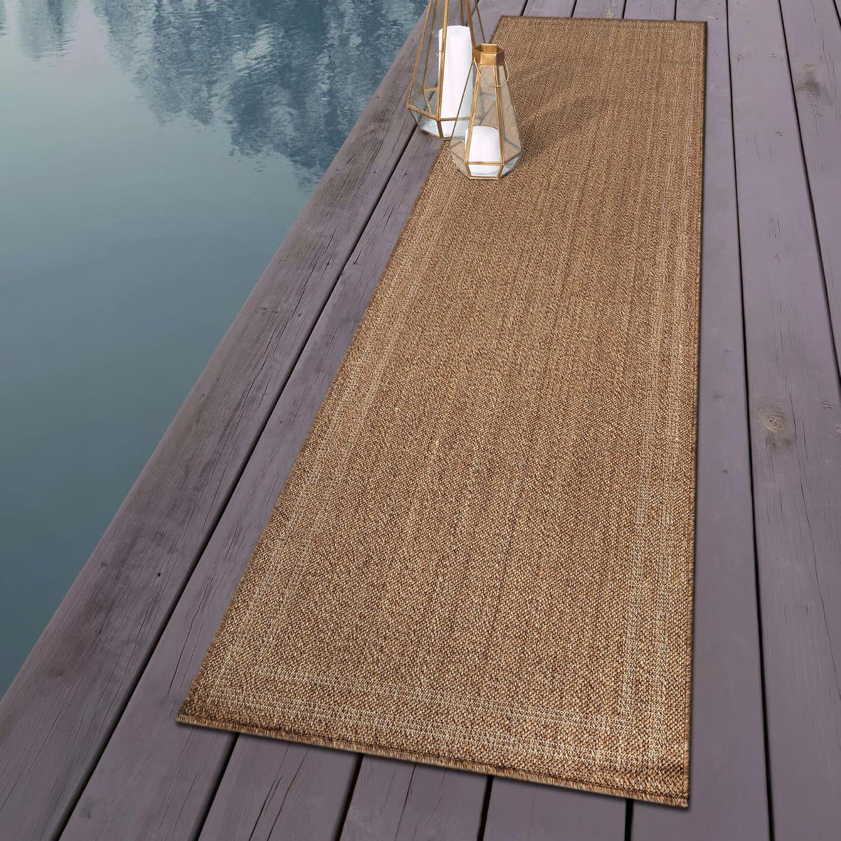 Modern Stripe Indoor Outdoor Runner Rug Sand/Natural 2'3" X 6'