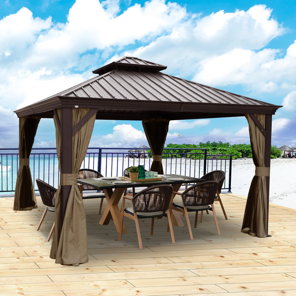 Alexander 10-Ft X 12-Ft Hardtop Roof Aluminum Gazebo (Screen Included)