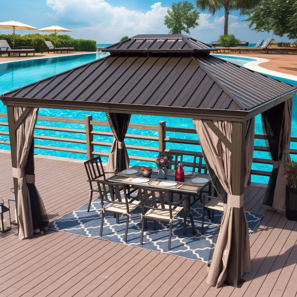 Alexander 12-Ft X 12-Ft Hardtop Roof Aluminum Gazebo (Screen Included)