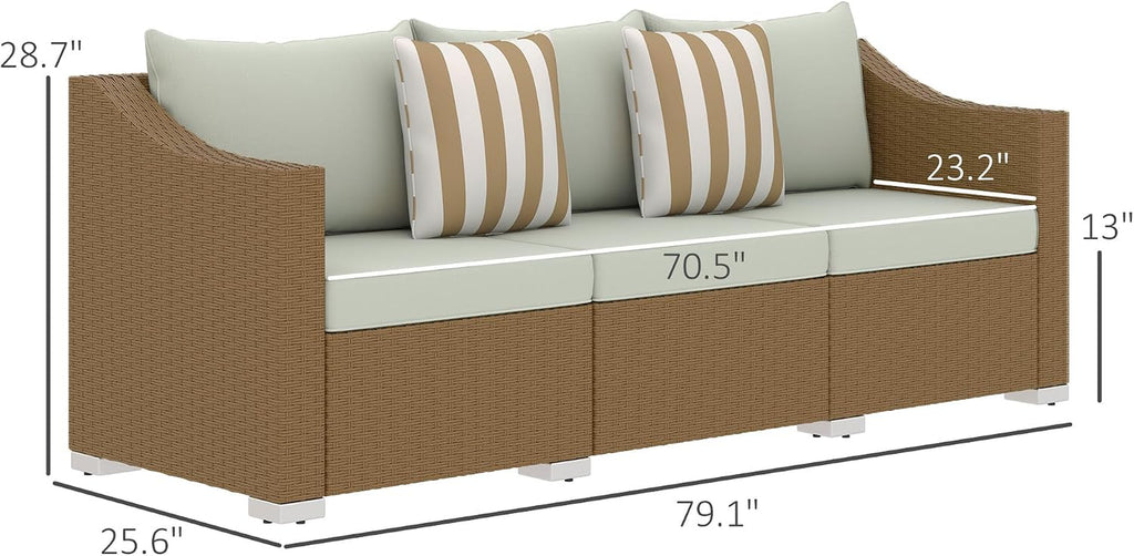 3 Seater Patio Sofa Outdoor Couch Cushions 2 Pillows Light Gray