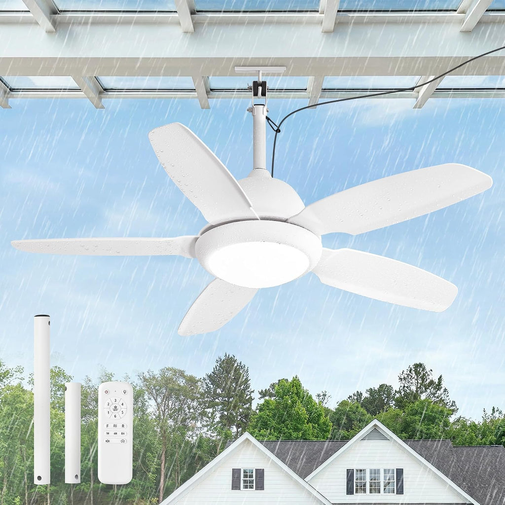 42 Inch Waterproof Outdoor Ceiling Fan with Light for Patio,White