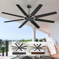 72 Inch Outdoor Ceiling Fan No Light with Remote,Black